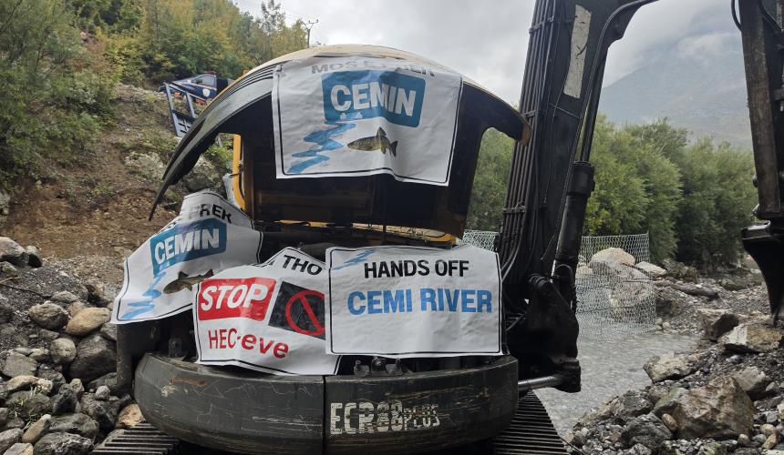 “Nobody has informed or consulted us about these works that have started on the river, putting our land at risk,” says Niko Gjelaj, a resident of Vukël. Photo: Qendra LUMI