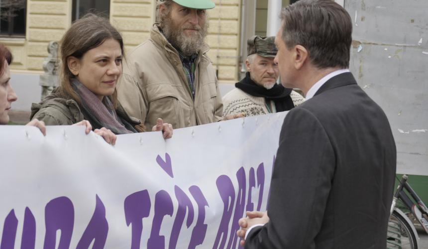 Andreja Slameršek bei einem Protest © Ludvik Rogan