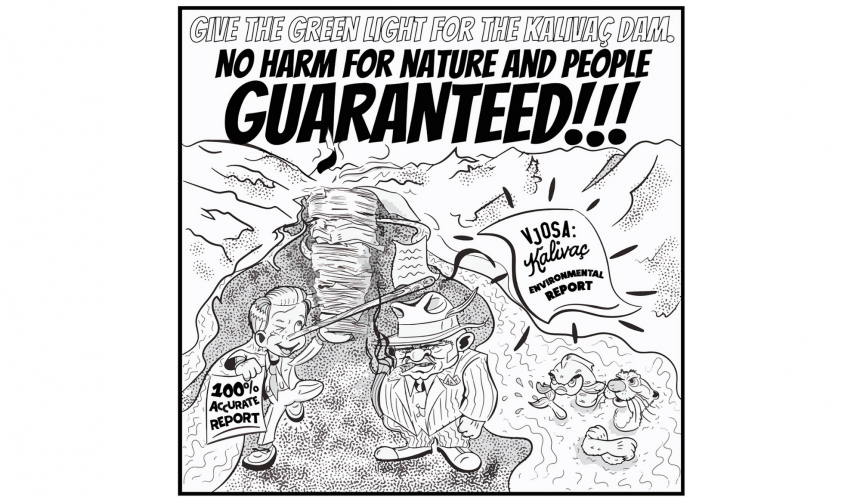 Caricature of the fake Kalivaç EIA © Alastair Findlall/Kunstitiy