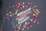Wir fordern: KW Rosenburg: Abriss der Staumauer. Als ersten Schritt dahin sollen die NÖ Behörden die Prüfung der Abrissvariante nach ökologischen und ökonomischen Kriterien der EVN vorschreiben. © Riverwatch We request: Removal of the dam of HPP Rosenburg. As a first step, the authorities of Upper Austria must obligate the EVN to provide an assessment of the removal according to ecological and economic criteria © Riverwatch